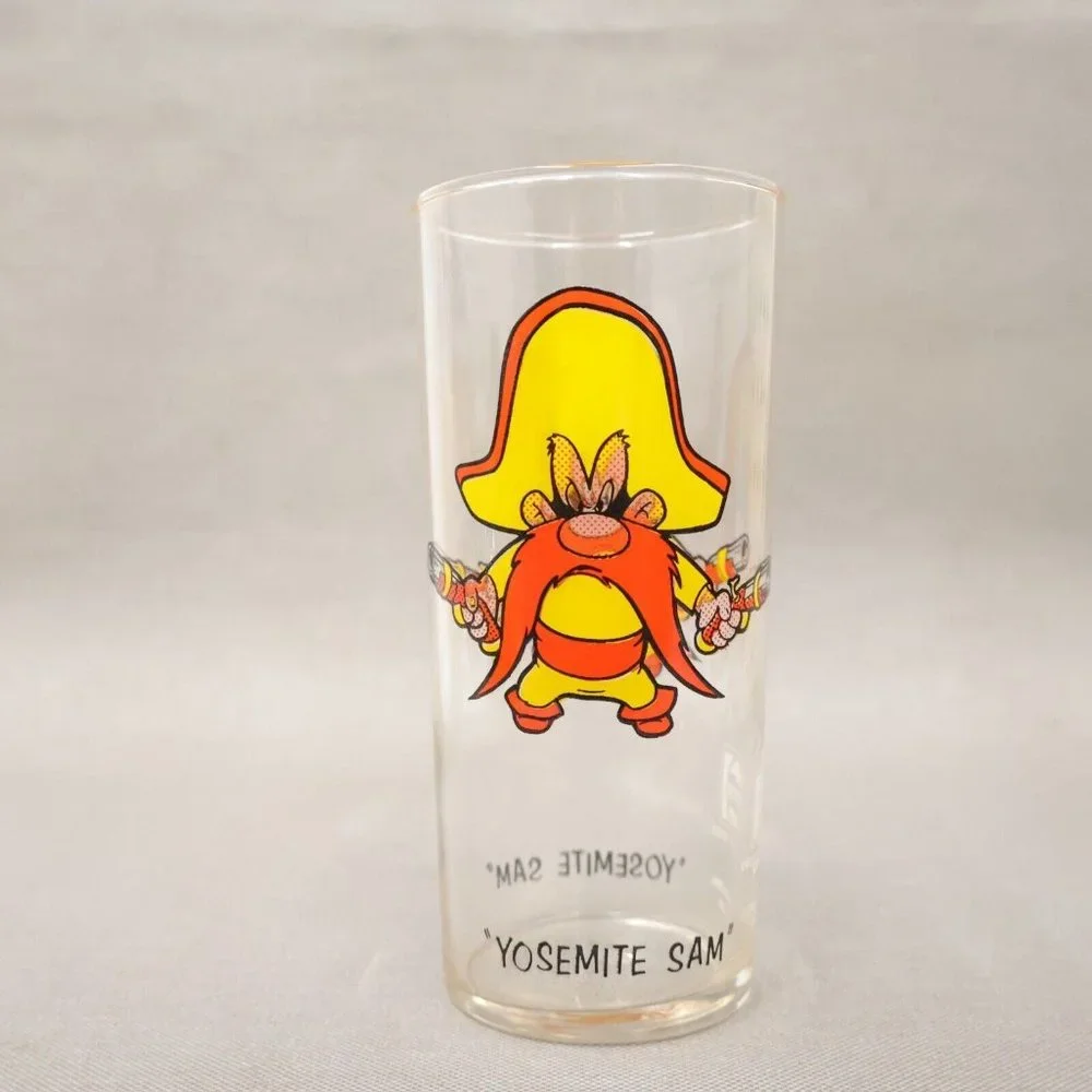 Yosemite Sam Pepsi Promotional Glass Soda 1973 Black Text Looney Tunes